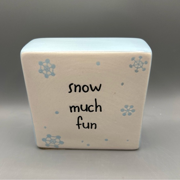 Rae Dunn FROSTY THE SNOWMAN Ceramic Tabletop Block SNOW MUCH FUN Winter NEW - Picture 2 of 2